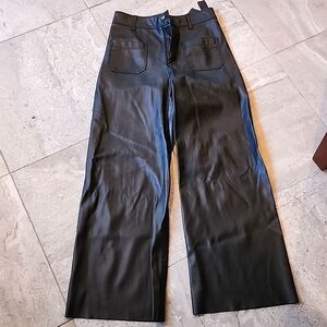 Zara vegan leather wide leg pants